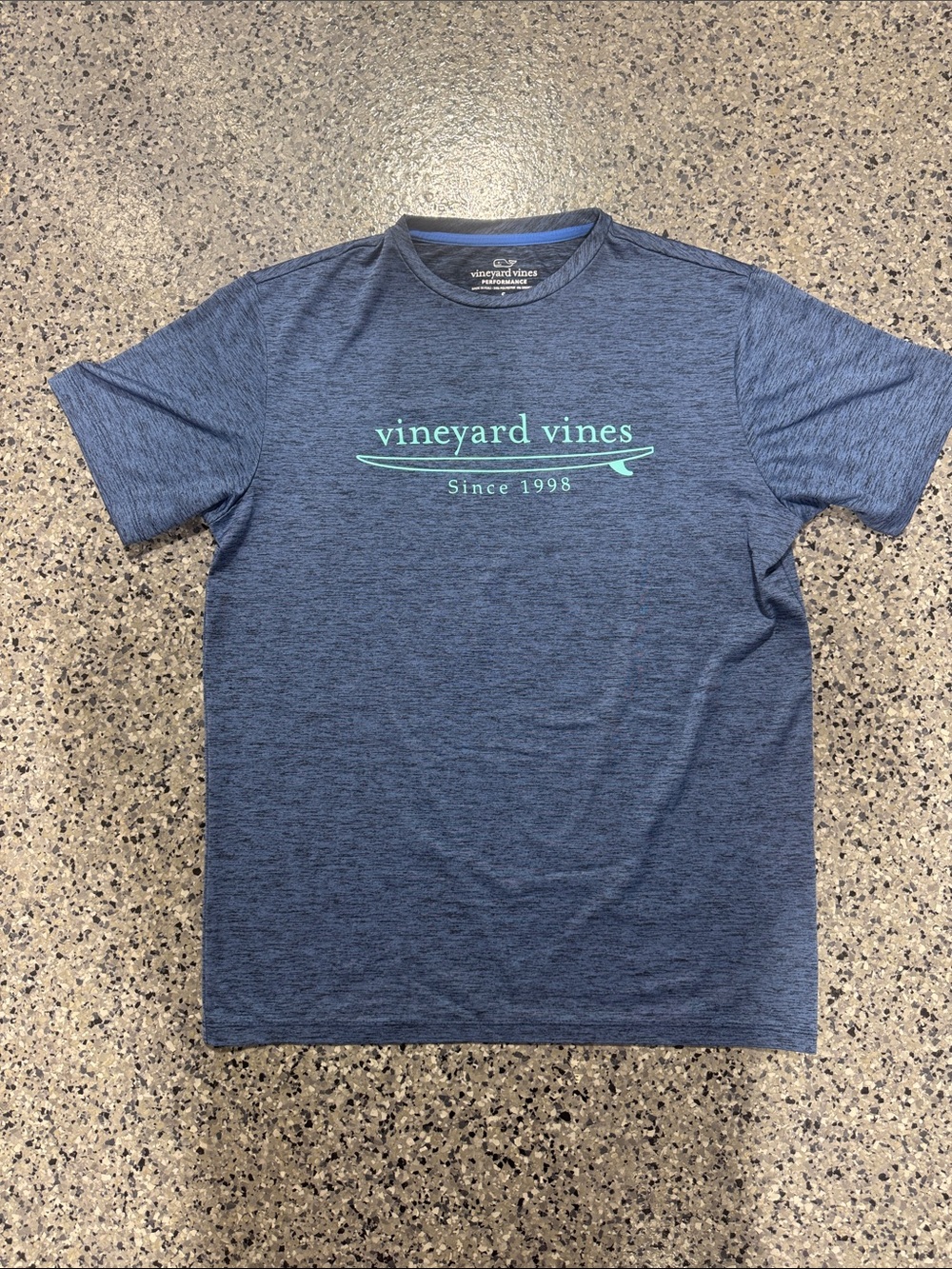 Vineyard Vines Heather Navy Tee with Mint Logo